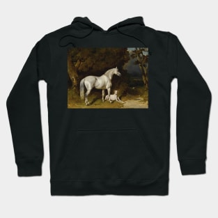 Gray Stallion And Greyhound (Lying By The Edge Of The Lane) by Alfred de Dreux Hoodie